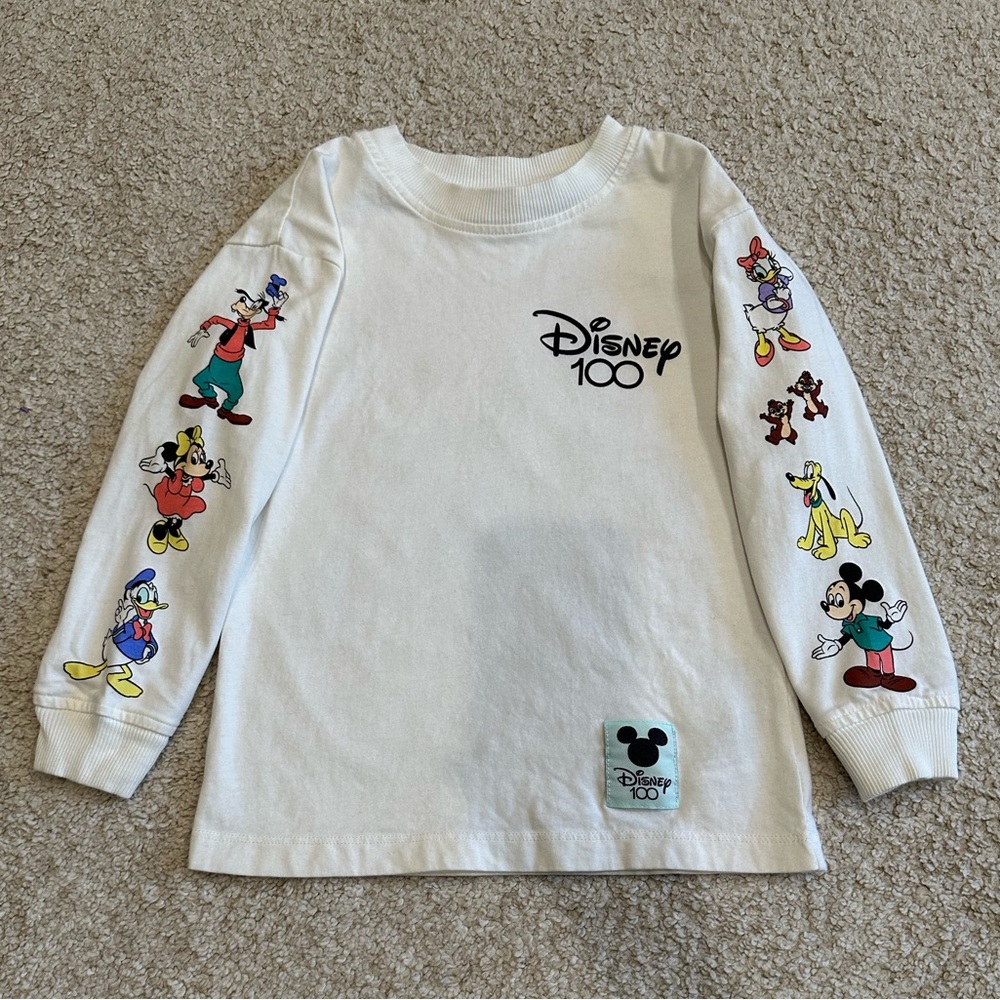 H&M Disney 100 Kids Long Sleeve Tee - White (5T)